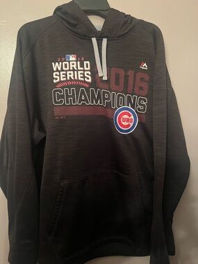 Majestic Chicago Cubs 2016 World Series Champions Black Hoodie Like New Size XL